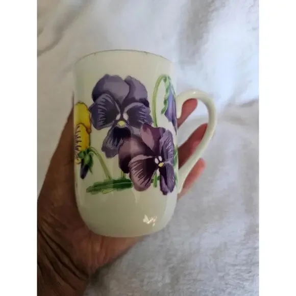 Otagiri Floral Tea Cup Coffee Mug Sheila Brown White Gold Trim Japan 4" Flowers - Picture 5 of 8